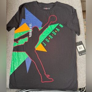 Jordan Air Black Short Sleeve Tee with Multicolor Graphic Size L (12-13 yrs) NWT